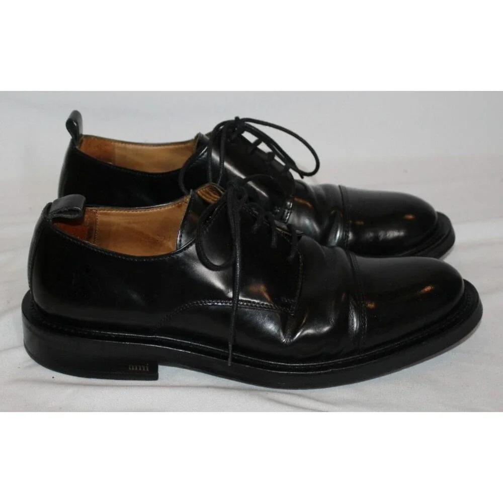 AMI Alexandre Mattiussi Men's Leather Derby Lace Up Loafers Black $750 EU 43